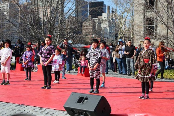 Cherry Blossom Festival Changes/Arrangements Start Tonight Kids in traditional garb perform, Cherry Blossom Festival 2018.